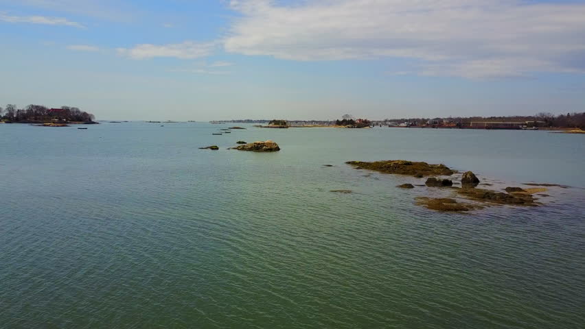Aerial view of Thimble Island and Burr Island in Branford, Ct. 