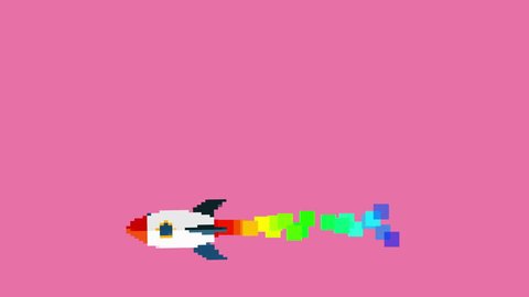 Pixel Art Style Rocket animated background