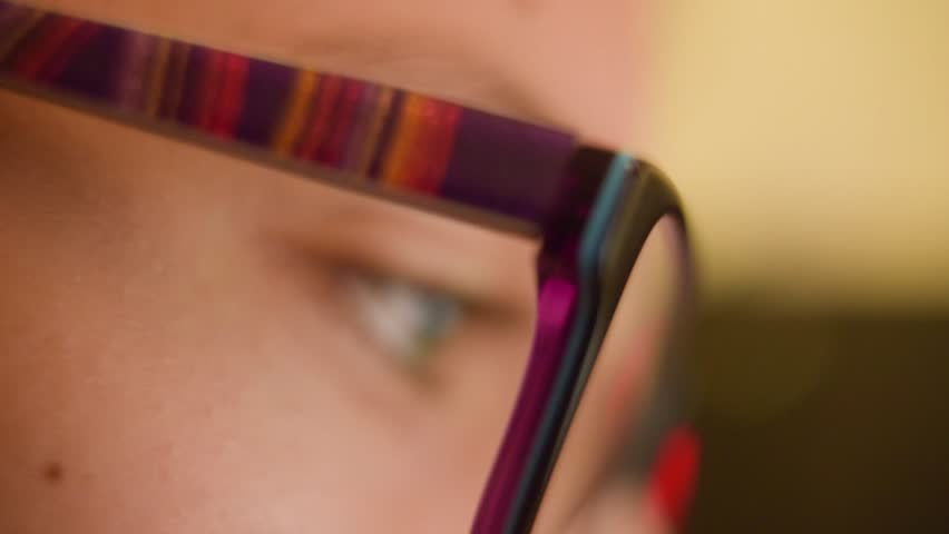 Closeup Human Eye Working on Computer Searching Browsing Surfing Interned with Eyeglasses | Shutterstock HD Video #1022754421