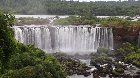 Iguazu Falls, Brazil side. Beautiful view of Iguazu Falls, one of the Seven Natural Wonders of the World - Foz do Iguaçu, 