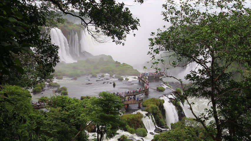 Iguazu Falls, Brazil side. Beautiful view of Iguazu Falls, one of the Seven Natural Wonders of the World - Foz do Iguaçu, 