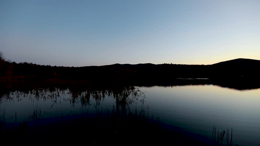 Vermont state park, Kent Pond at sunset in Autumn