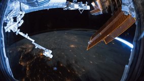 SEPTEMBER 2018: Planet Earth seen from the International Space Station at night over the earth, Time Lapse 4K. Images courtesy of NASA