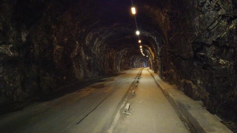 Motorcycles travelling through Keightley way tunnel in Gibraltar.