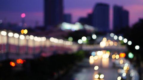 4K Time lapse abstract blurred bokeh transportation light on twilight time