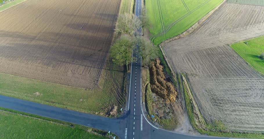 Aerial view countryside landscape Belgium 
