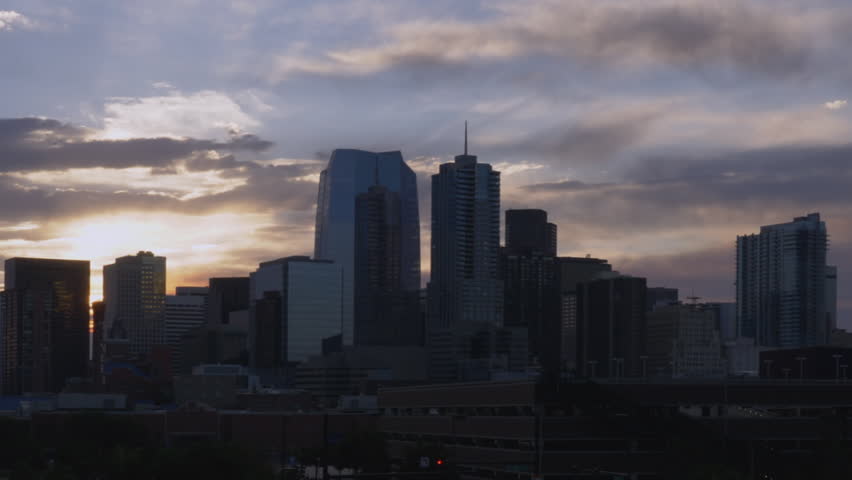 Denver Skyline Timelapse Pan at Sunrise