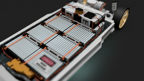 Artist rendering EV battery pack, Electric vehicle Lithium-Ion.