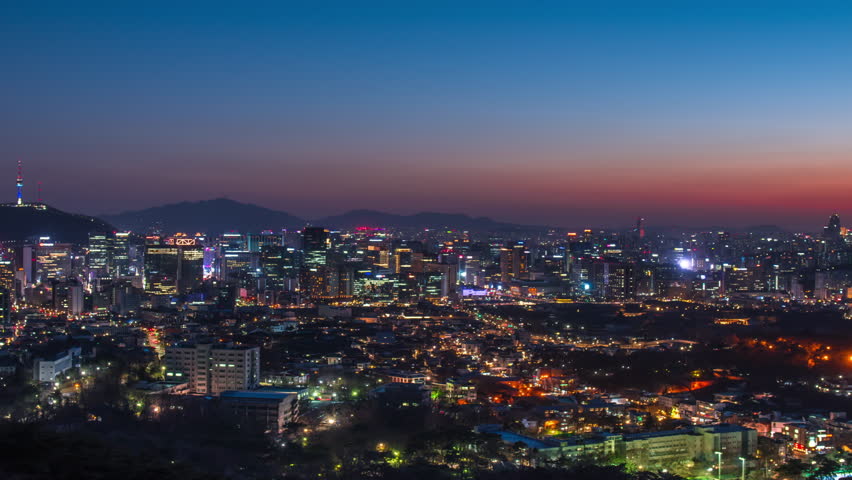 night view of Seoul city South Korea