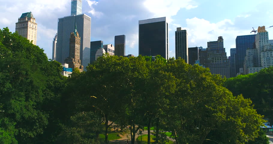 Manhattan skyline with Central park in New York city Aerial Royalty-Free Stock Footage #1022886814
