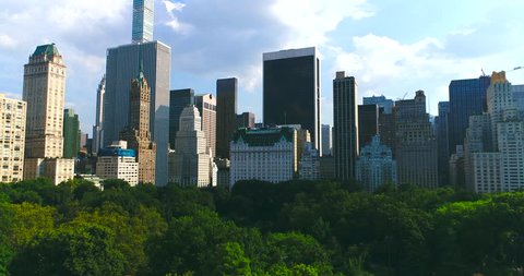 Manhattan skyline with Central park in New York city Aerial