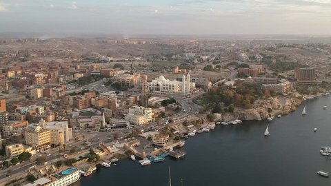 Drone footage of Aswan (Egypt) and Orthodox Church from Elephantine island