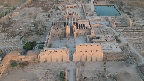 Drone footage of Karnak temple in Luxor, Egypt