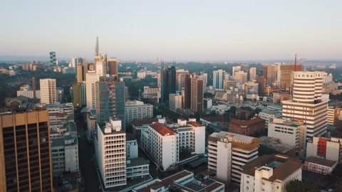 Nairobi Kenya East Africa sunrise cityscape urban landscape drone footage