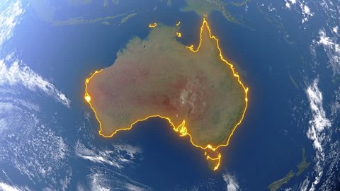 Realistic 3d animated earth showing the borders of the country Australia and the capital Canberra in 4K resolution