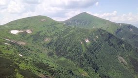Aerial view of the summer mountain landscape. Carpathians. Ukraine