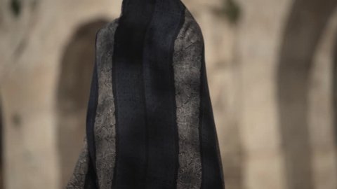 Woman Walking Wearing Burqa Part 01