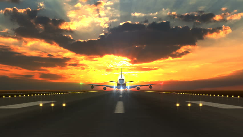 Taking off airplane filmed by front view running camera Royalty-Free Stock Footage #1022917570
