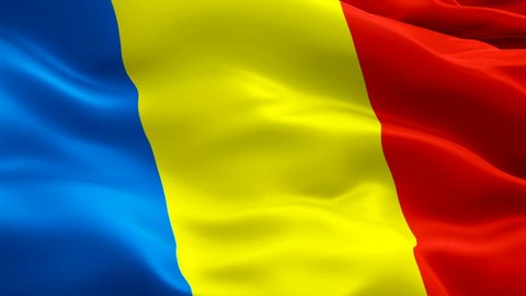 Romania flag video waving in wind. Realistic Romanian Flag background. Romania Flag Looping Closeup 1080p Full HD 1920X1080 footage. Romania EU European country flags footage video for film,news
