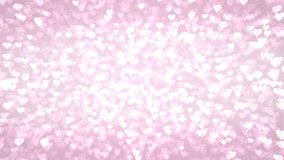 Pink an white hearts appear on the shining soft background. Valentines Day holiday abstract loop animation.