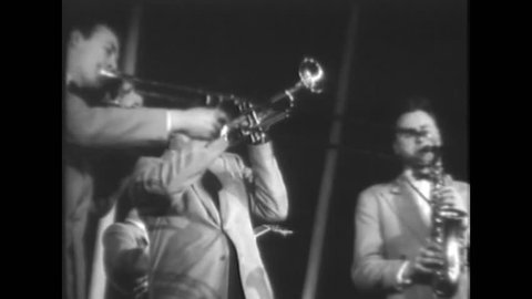 CIRCA 1954 - Humphrey Lyttelton's band plays at the European Jazz Festival.