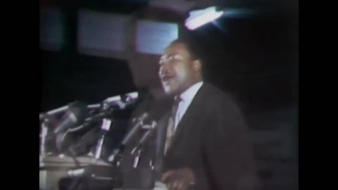 CIRCA 1968 - In a speech in Memphis, Martin Luther King talks about his nonviolent protests in Birmingham.