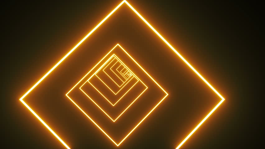 Endless neon corridor. Orange neon lights. Seamless loop animation. Camera moves and rotates through the endless corridor. Perfect for stage, event, party, concerts, VJ, ect.