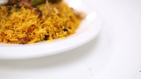 cooked rise with meat with spices  in Saudi traditional way kabsa with laham