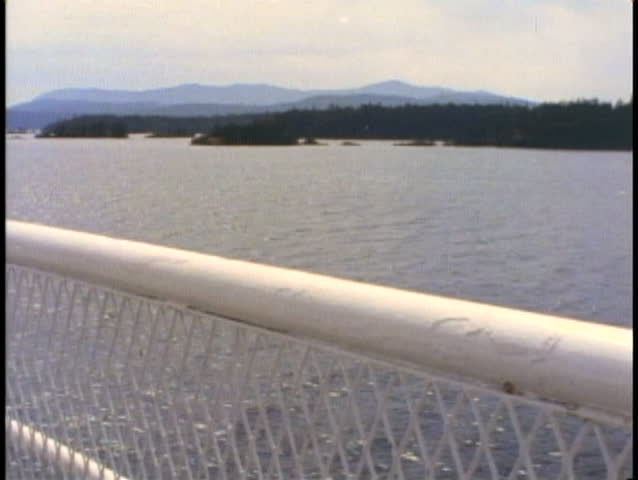 VICTORIA, BRITISH COLUMBIA, 1990, POV from ferryboat to Victoria, ship rails