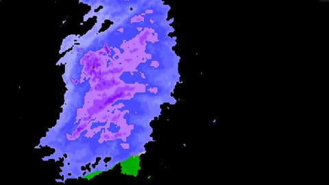 Major winter snow storm visible on weather radar screen