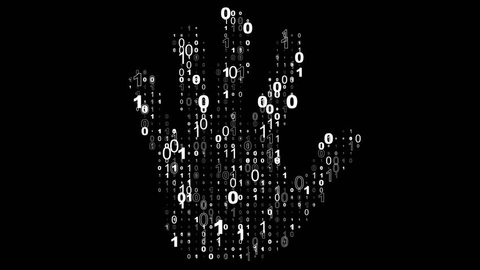 Digital Handprint.

Binary code forms the shape of a handprint.