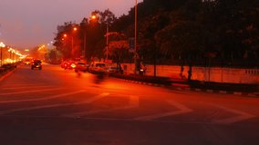 Night traffic on the city streets. FullHD stock video