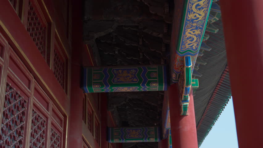 Steadicam shot of a inner part of the Forbidden city - ancient palace of China