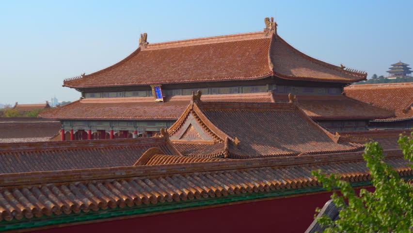 Steadicam shot of a inner part of the Forbidden city - ancient palace of China