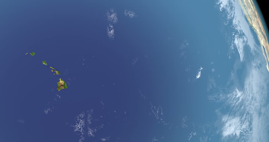 Hawaiian Islands in planet earth, aerial view from outer space
