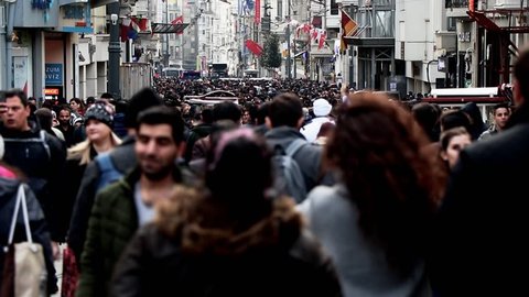 Timelapse crowds street life. Background people Turkey istanbul.