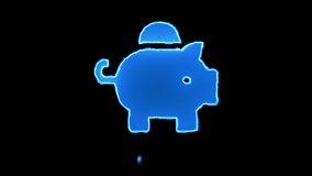 Liquid symbol piggy bank appears with water droplets. Then dissolves with drops of water. Alpha channel black - Powered by Shutterstock - Get 15% off with code: PIKWIZARD15