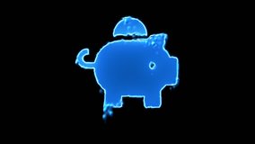 Liquid symbol piggy bank appears with water droplets. Then dissolves with drops of water. Alpha channel black - Powered by Shutterstock - Get 15% off with code: PIKWIZARD15