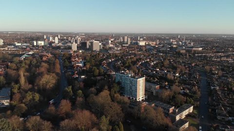 Coventry City Of Culture, City Centre,  Aerial Goodbye View, From East, Sunny Winter Morning. Dynamic Colour Range