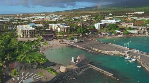 Aerial view of the city Kailua Kona on the Big Island, Hawaii