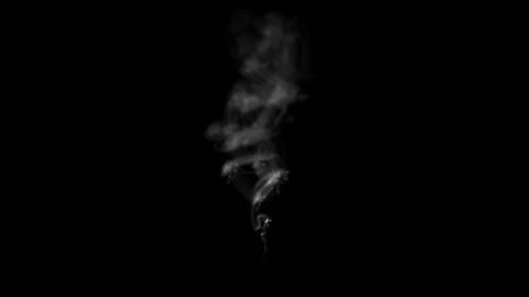 Realistic smoke simulation on black background.
