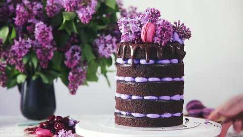 Multi Layered Chocolate Cake Decorated With Stock Footage Video 100 Royalty Free Shutterstock