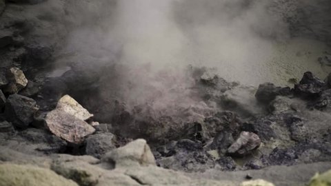 Active mud pot of Mutnovsky volcano