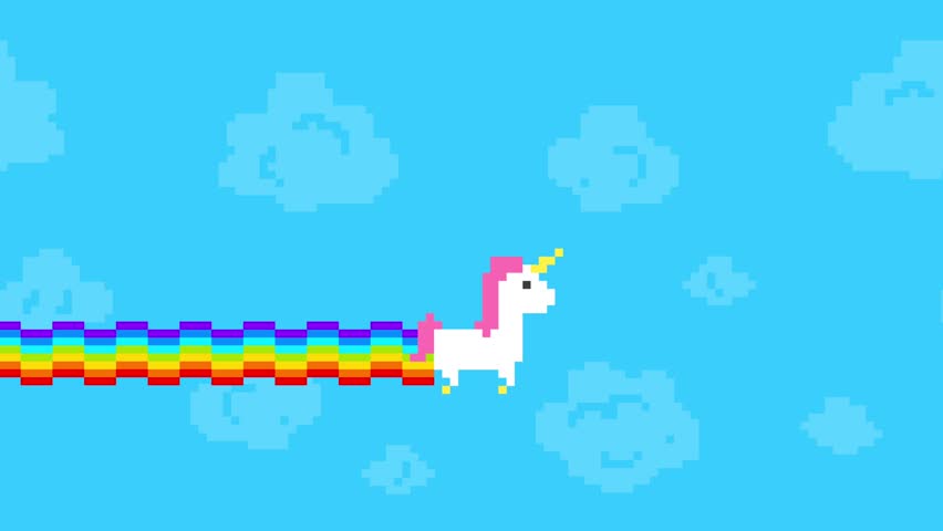 Pixel Art Unicorn Game. 4K Retro Game Style Fantasy Animation Background. | Shutterstock HD Video #1023075880