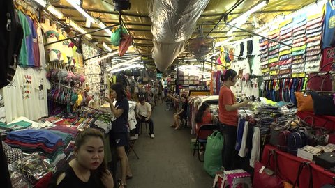 BANGKOK,  THAILAND - CIRCA OCTOBER 2018 : Scenery of NIGHT BAZAAR souvenir street at PAT PONG STREET.  This are is a famous night spot in Bangkok.