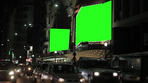 Marquee with Green Chroma Background and Light Bulbs at the Entrance of a Theater. You can replace green screen with the footage or picture you want. You can do it with “Keying” effect in After FXs