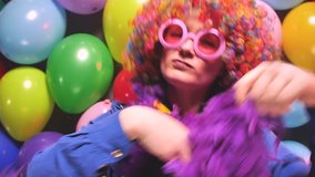 Women at Carnival party ,dancing and smiling 4k video