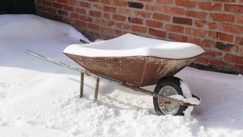 wheelbarrow in the snow