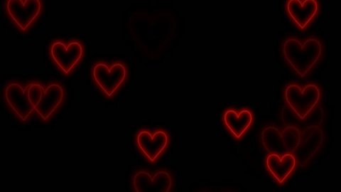 Beautiful Seamless Animated Red Glowing Hearts background. Valentine's day Greeting Card Background. Romance, Love, Happiness Concept. 4k loop
