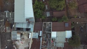 aerial downward view of Guatemalan slums